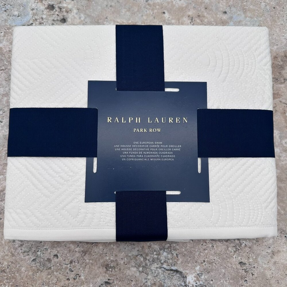 Ralph Lauren Park Row Elysia 100% Cotton Quilted Euro 26" x 26" Sham, Chic Cream